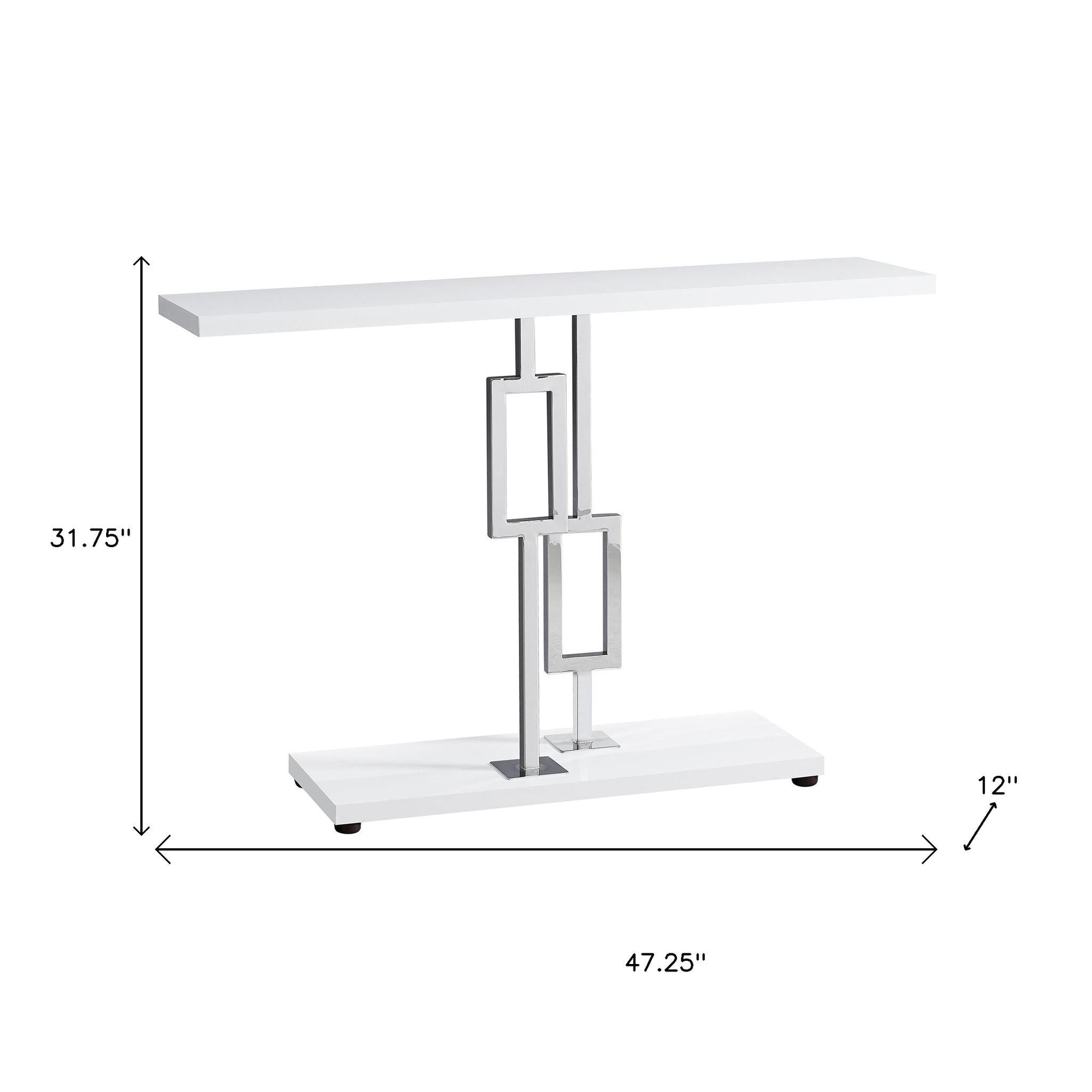 47" White Floor Shelf Console Table With Storage-Console Tables-DECOROLALA