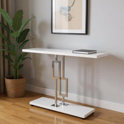 47" White Floor Shelf Console Table With Storage-Console Tables-DECOROLALA