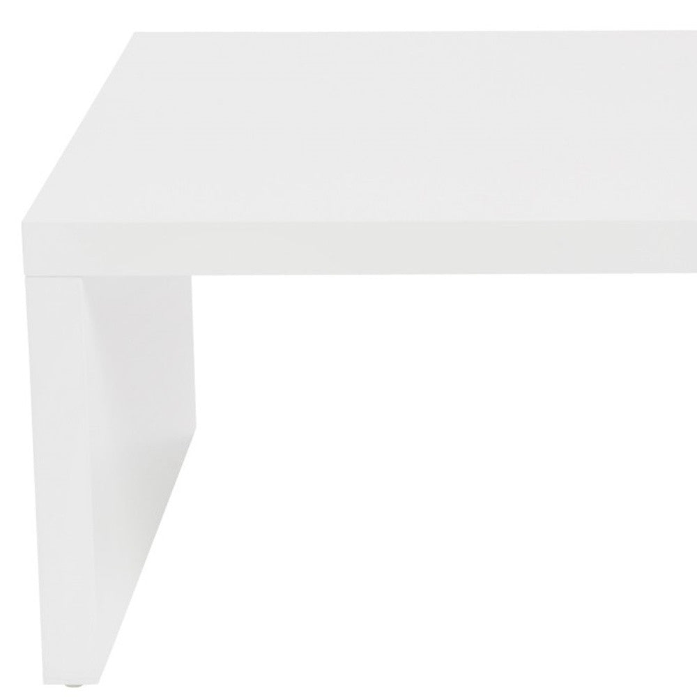 47" White Wood Sled Coffee Table-Coffee Tables-DECOROLALA