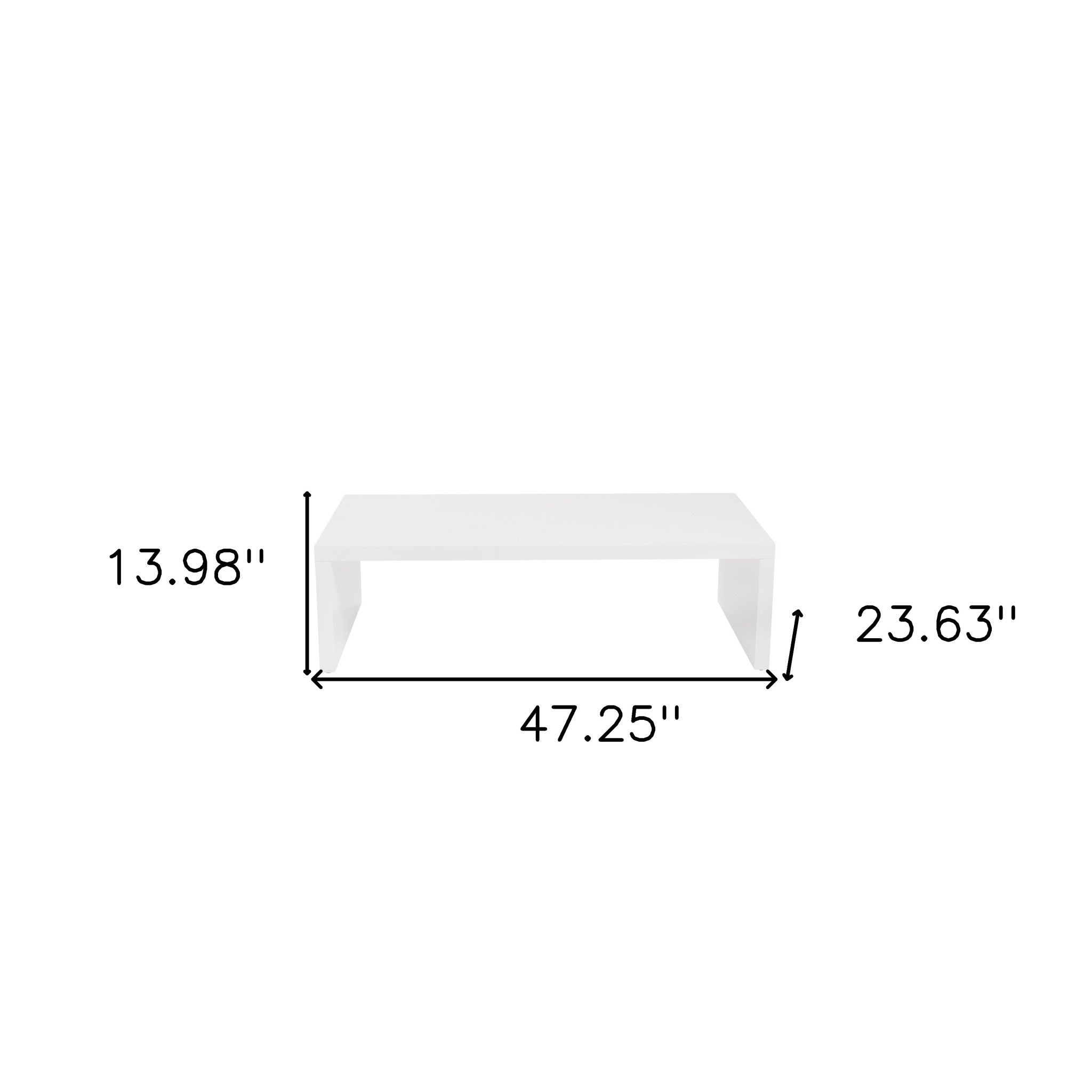 47" White Wood Sled Coffee Table-Coffee Tables-DECOROLALA