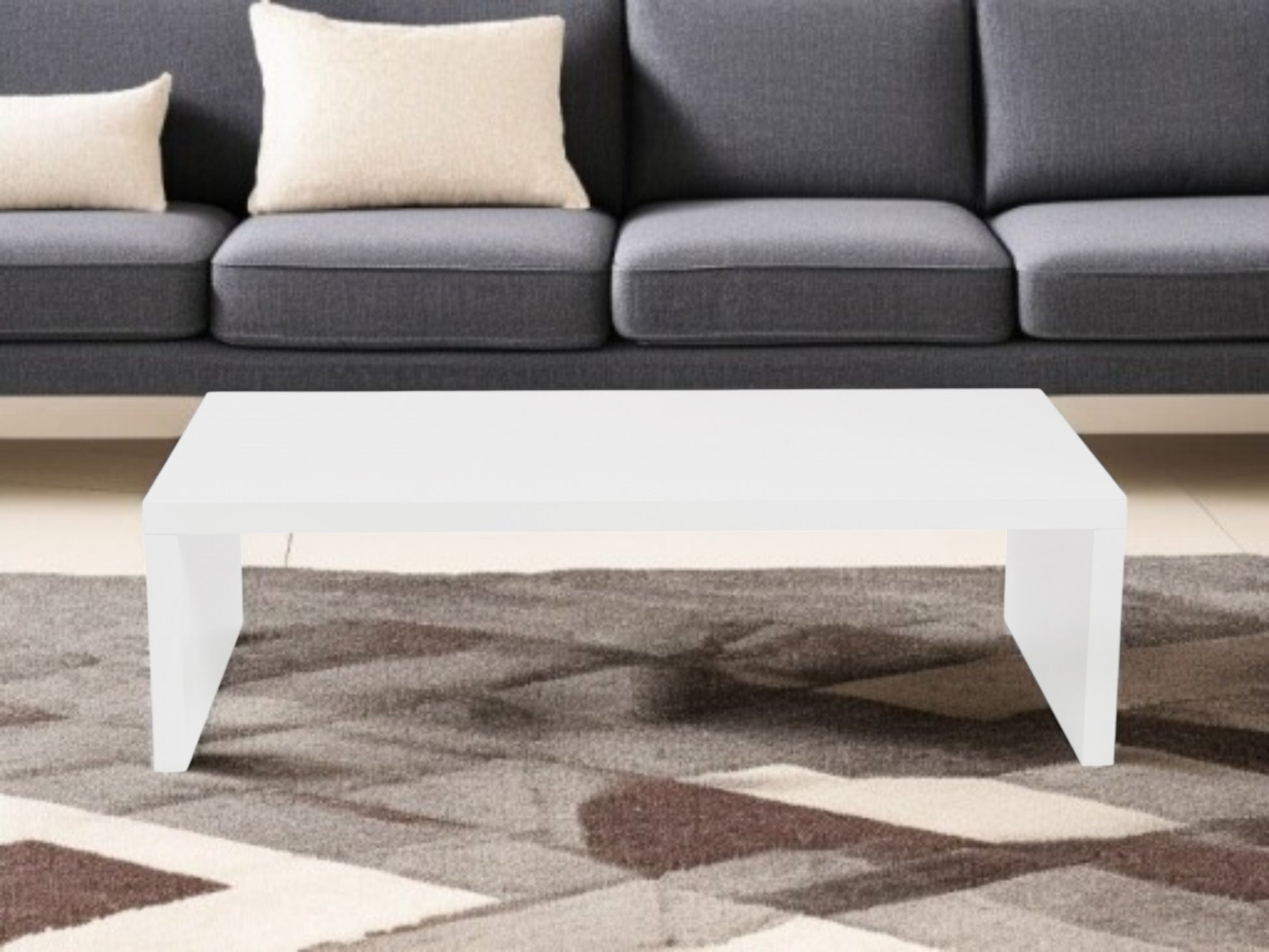 47" White Wood Sled Coffee Table-Coffee Tables-DECOROLALA