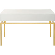 47" White and Gold Wood Console Table With Two Drawers-Console Tables-DECOROLALA