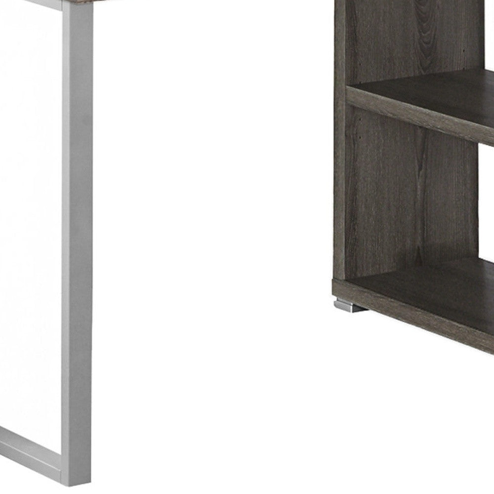 47" White and Silver L Shape Computer Desk With Three Drawers-Desks-DECOROLALA