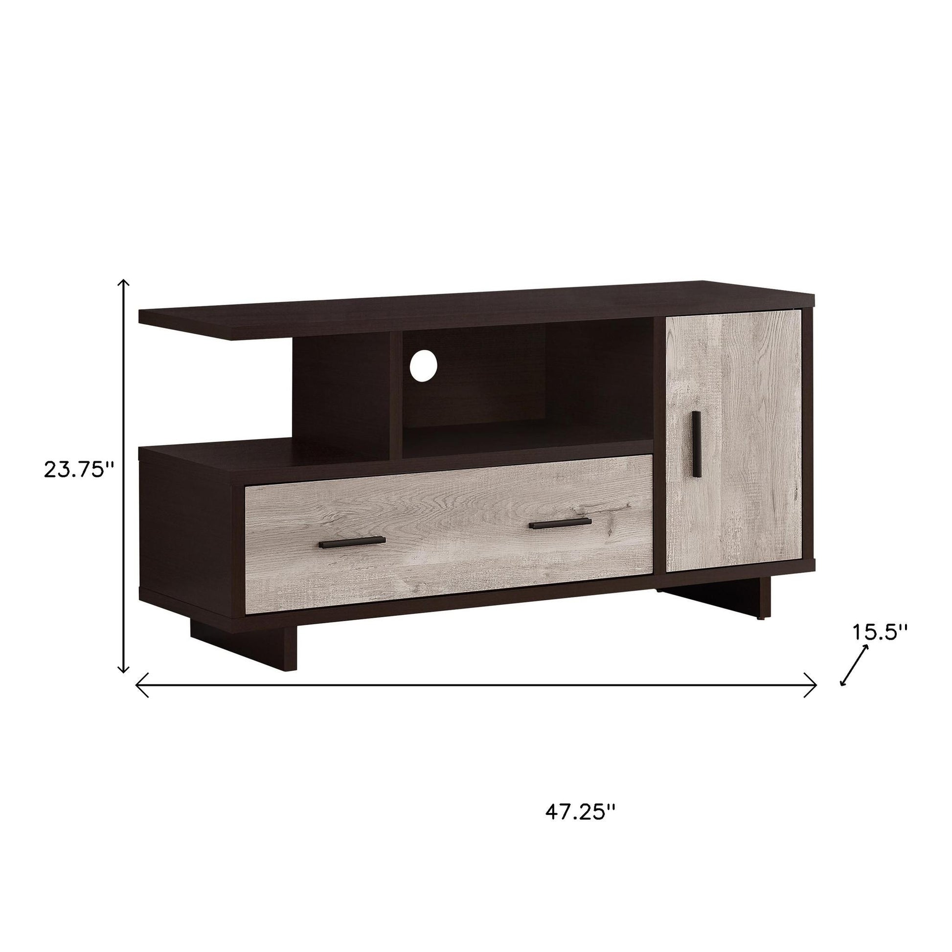 47" Wood Brown Cabinet Enclosed Storage TV Stand-TV Stands-DECOROLALA