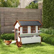 47" Wooden Chicken Coop - Raised Poultry House with Nesting Box-Small Animals-DECOROLALA