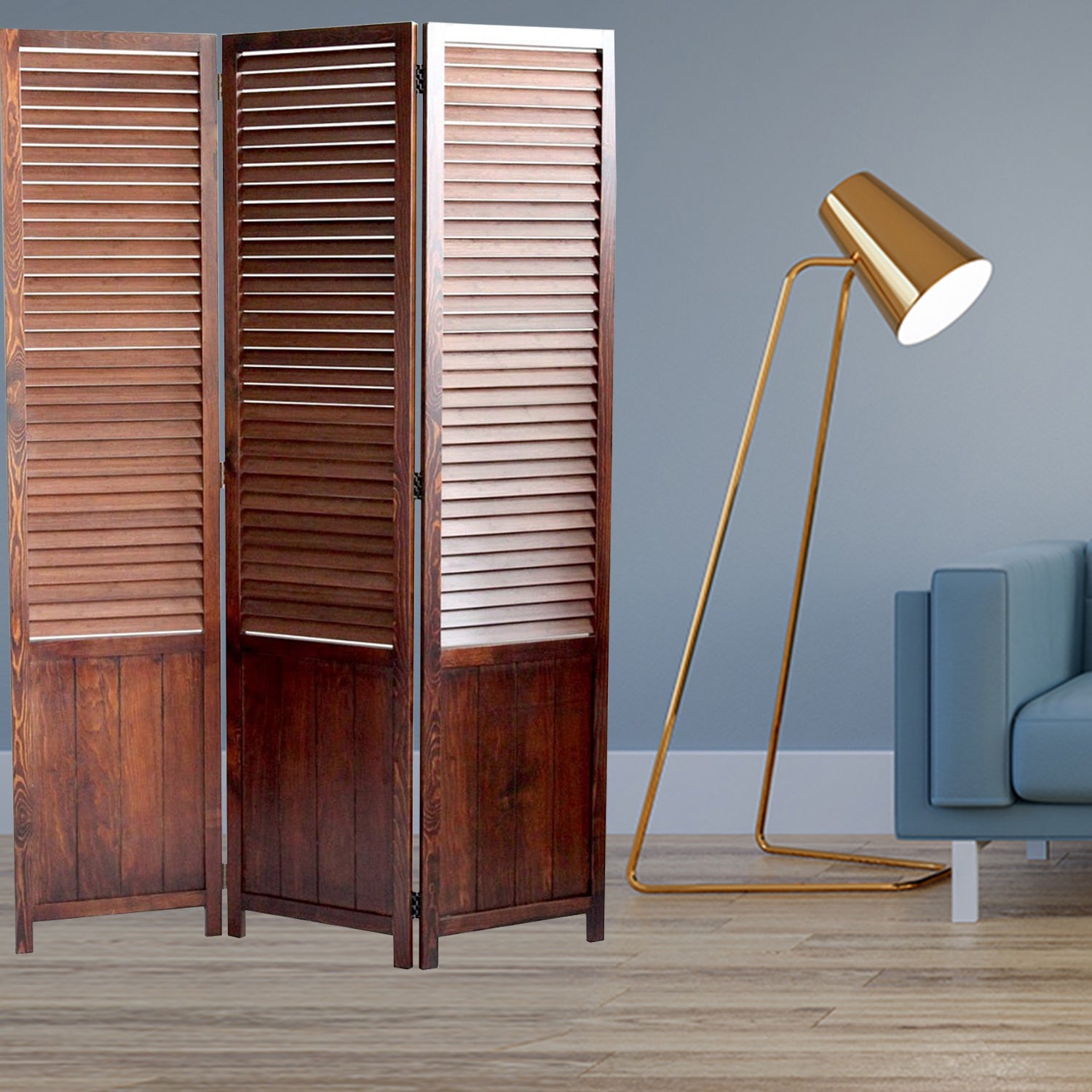 47" X 67" Brown Wood Screen-Room Dividers-DECOROLALA