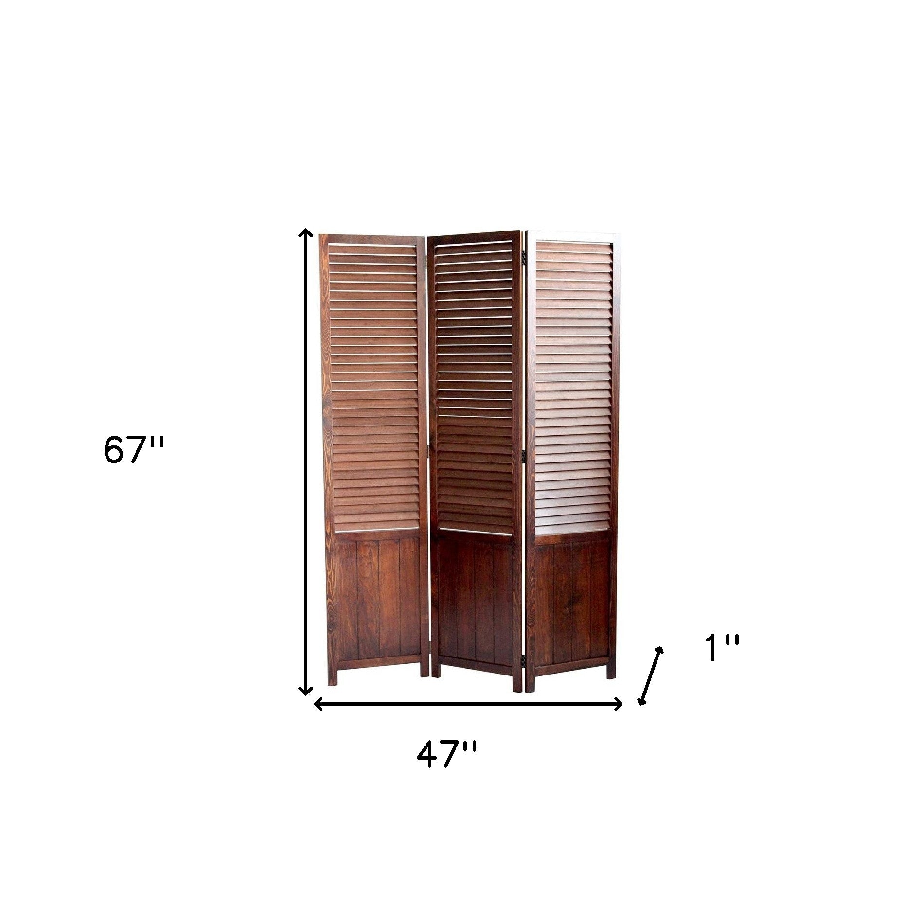 47" X 67" Brown Wood Screen-Room Dividers-DECOROLALA