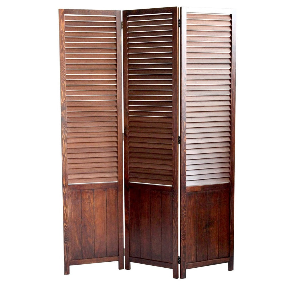 47" X 67" Brown Wood Screen-Room Dividers-DECOROLALA