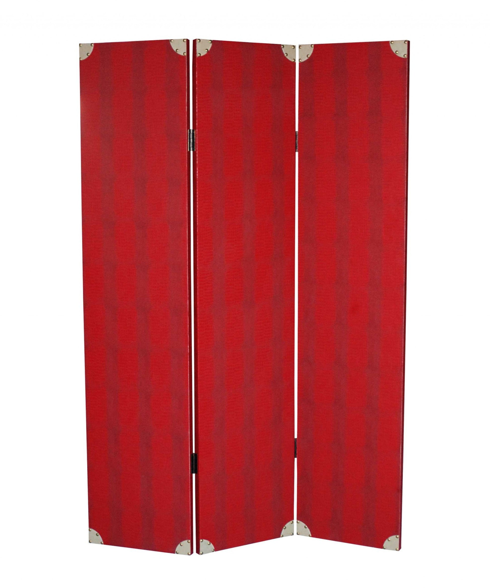 47 X 71 Red Wood Screen-Room Dividers-DECOROLALA