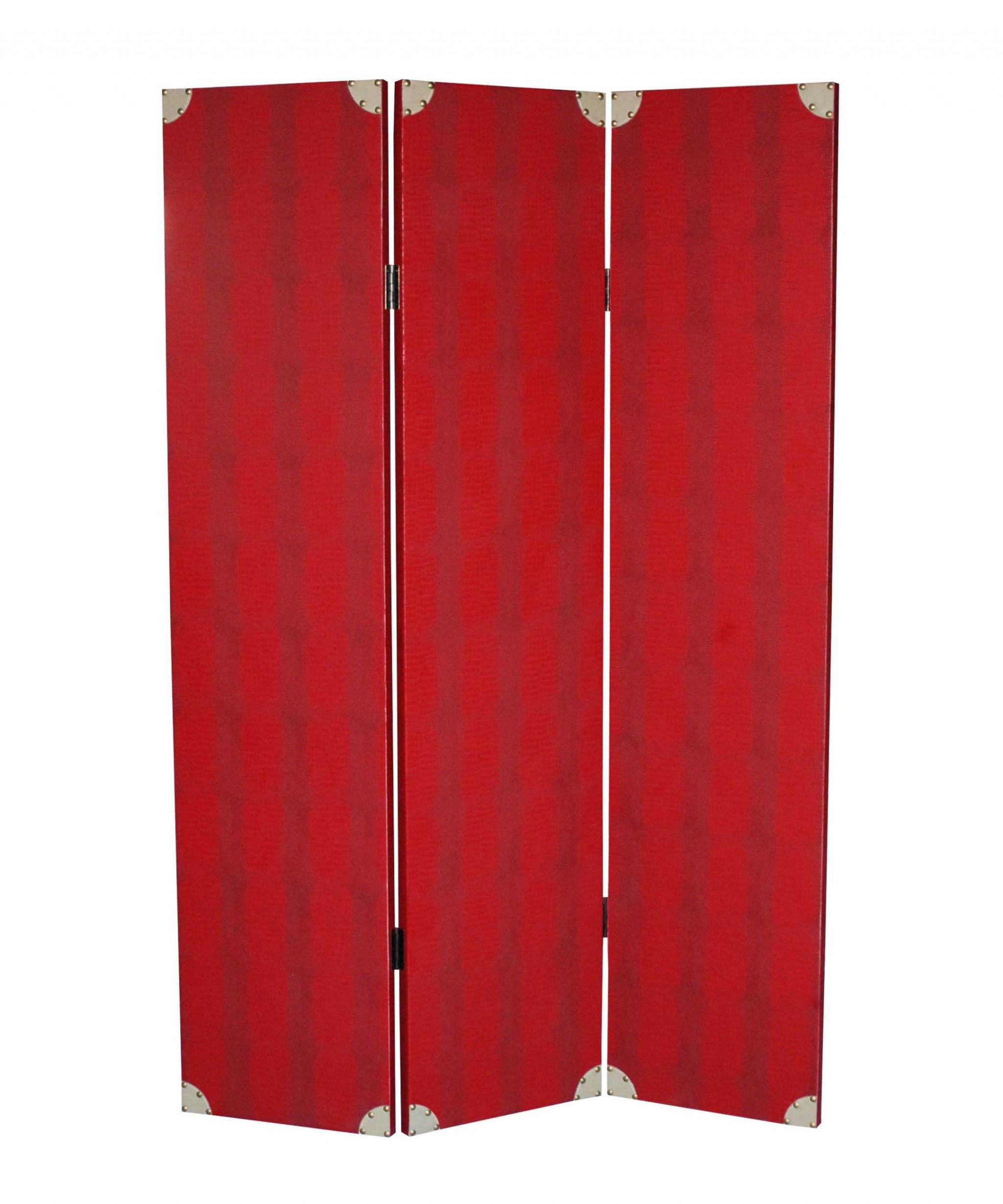 47 X 71 Red Wood Screen-Room Dividers-DECOROLALA