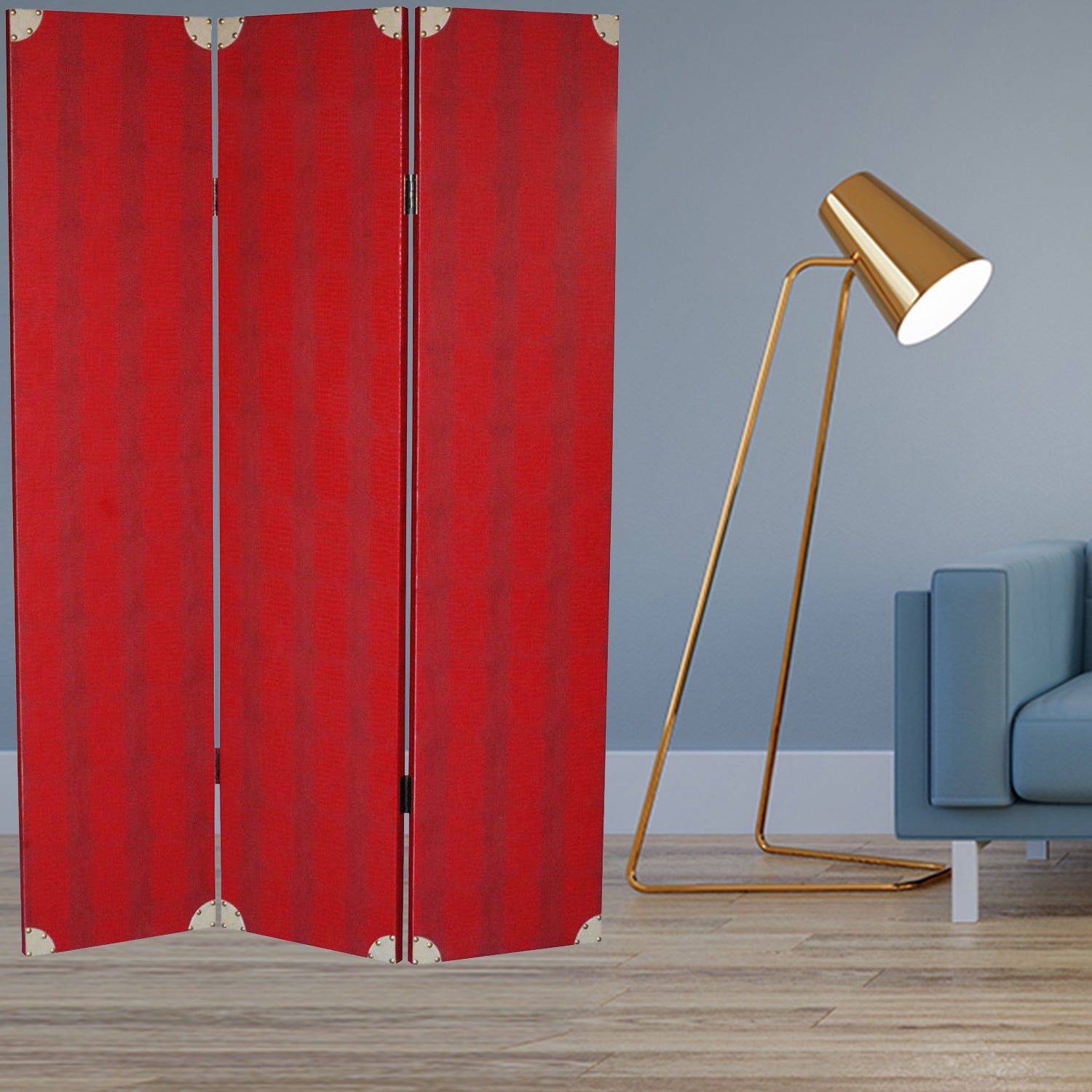 47 X 71 Red Wood Screen-Room Dividers-DECOROLALA