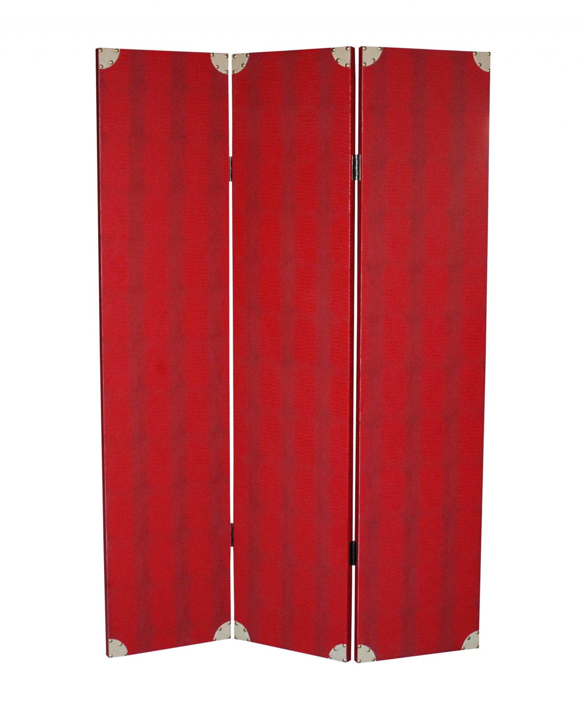 47 X 71 Red Wood Screen-Room Dividers-DECOROLALA