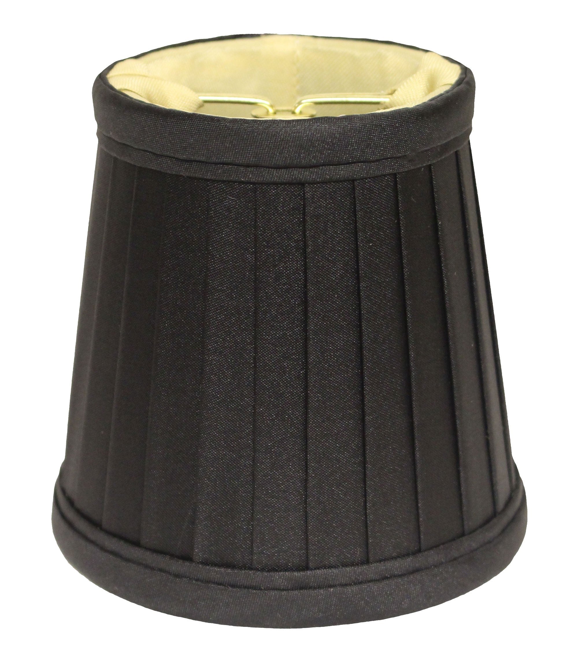 4" Black and Gold of 6 Slanted Pleat Chandelier Silk Lampshades-Lampshades-DECOROLALA