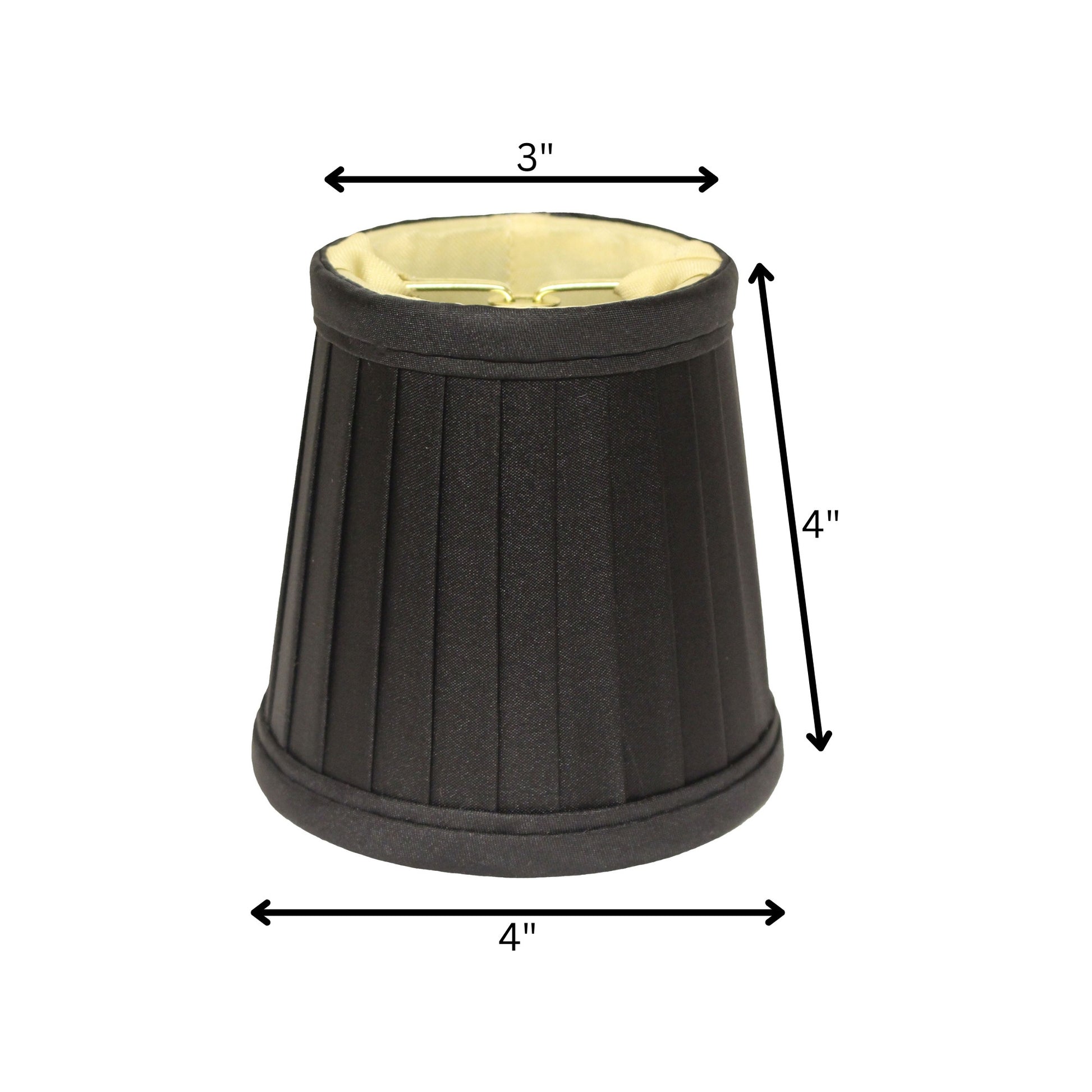 4" Black and Gold of 6 Slanted Pleat Chandelier Silk Lampshades-Lampshades-DECOROLALA