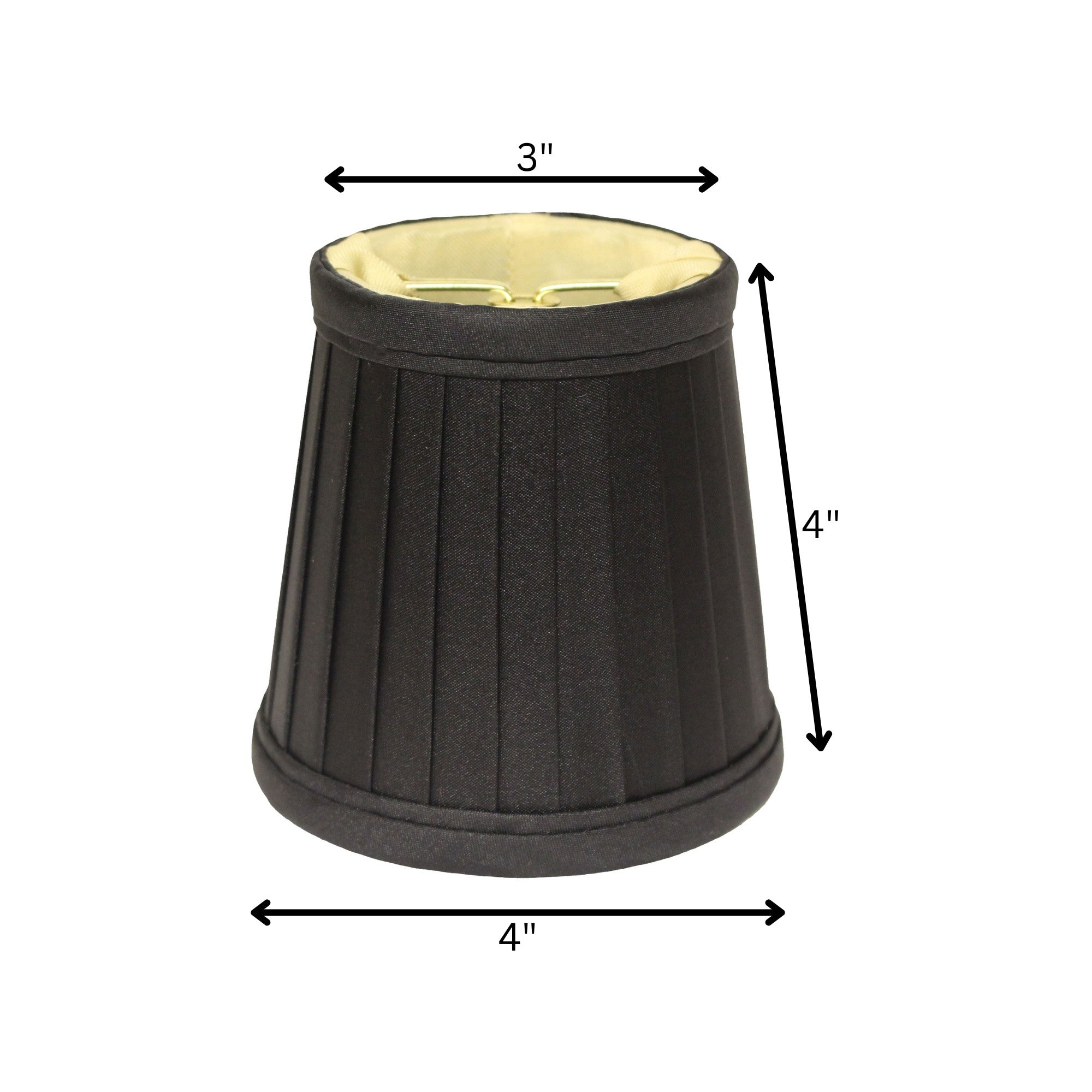 4" Black and Gold of 6 Slanted Pleat Chandelier Silk Lampshades-Lampshades-DECOROLALA