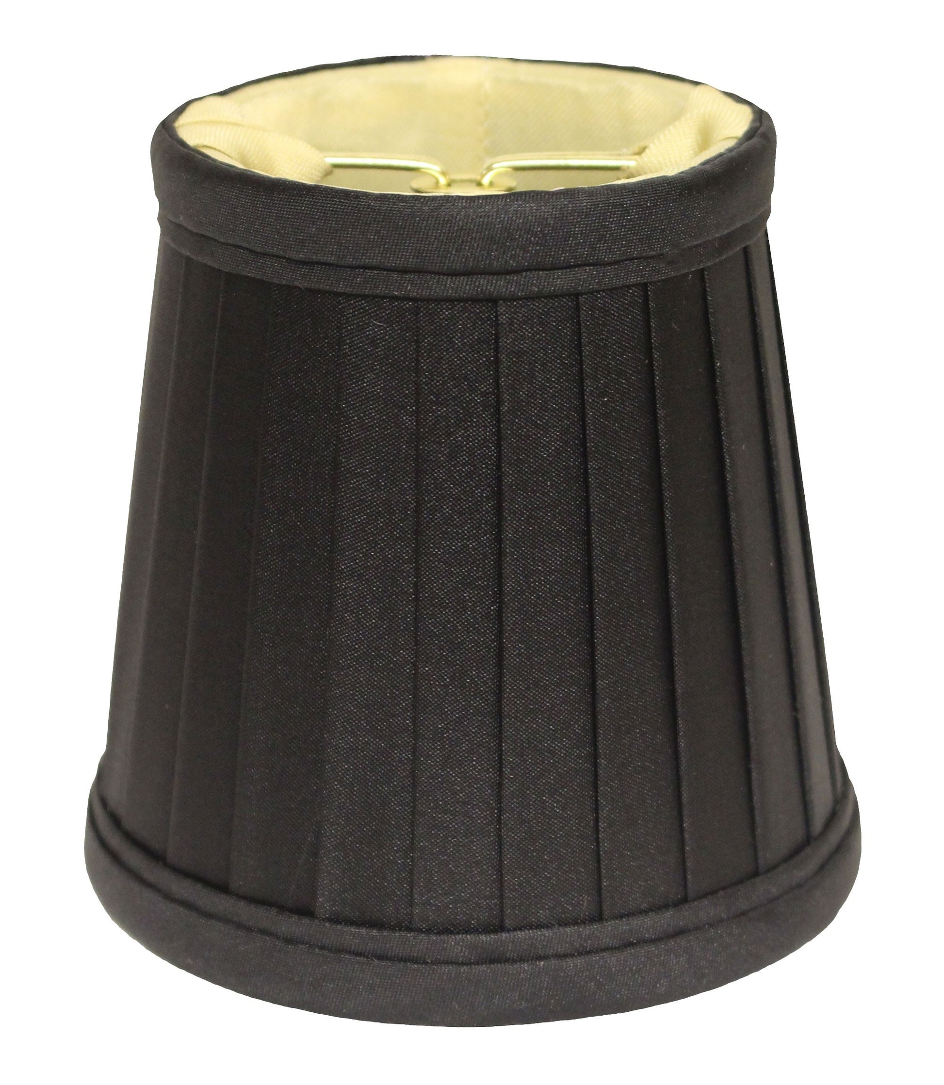 4" Black and Gold of 6 Slanted Pleat Chandelier Silk Lampshades-Lampshades-DECOROLALA