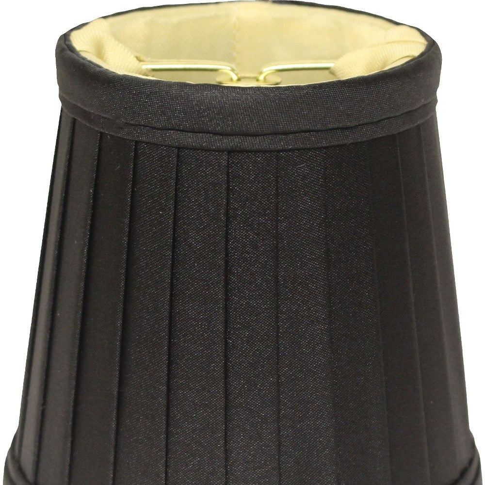 4" Black and Gold of 6 Slanted Pleat Chandelier Silk Lampshades-Lampshades-DECOROLALA