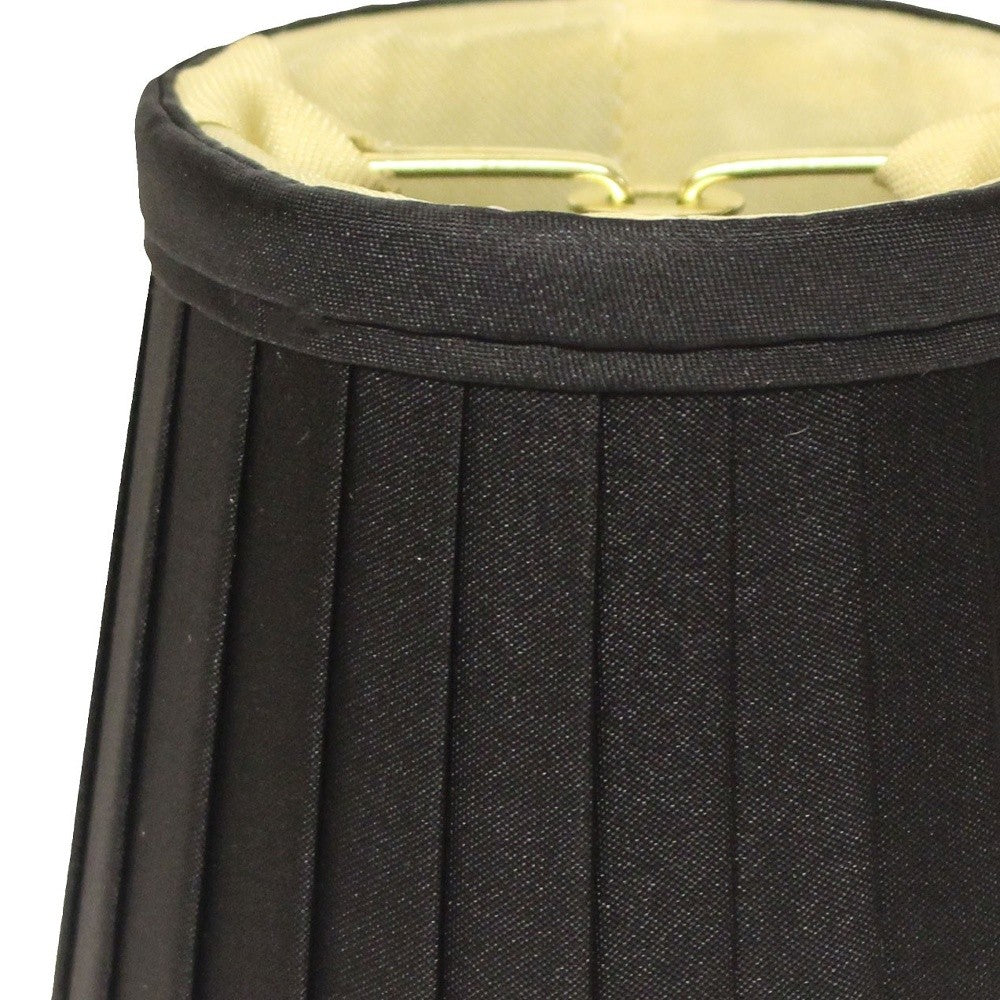 4" Black and Gold of 6 Slanted Pleat Chandelier Silk Lampshades-Lampshades-DECOROLALA