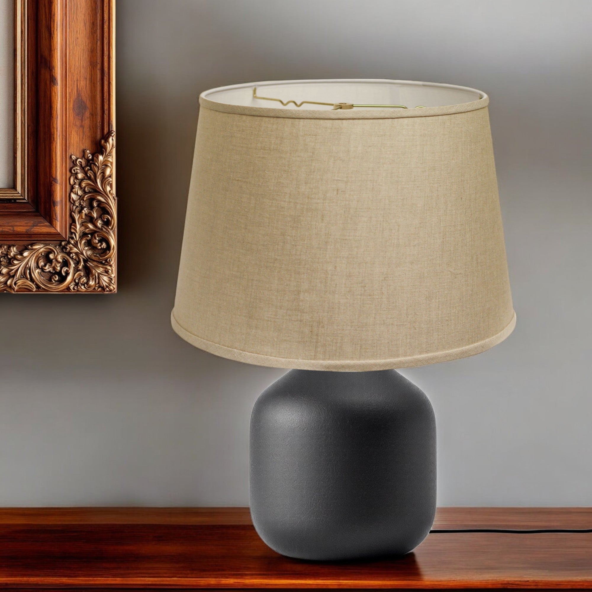 16" Dark Wheat Throwback Drum Linen Lampshade-1
