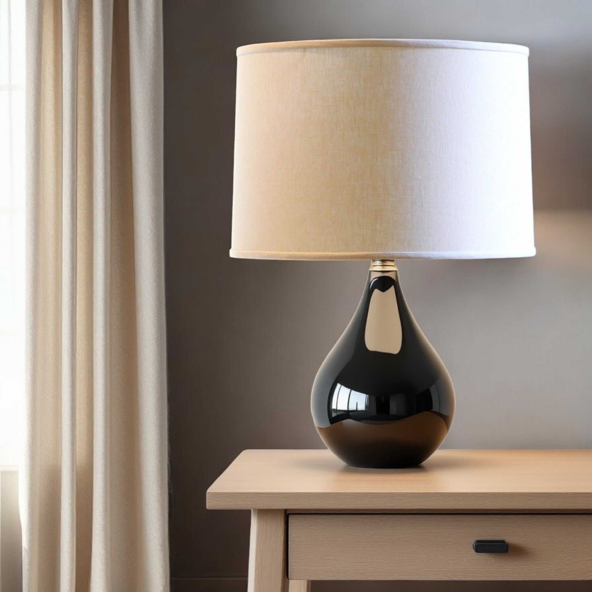 18" Parchment Biege Throwback Drum Linen Lampshade-1