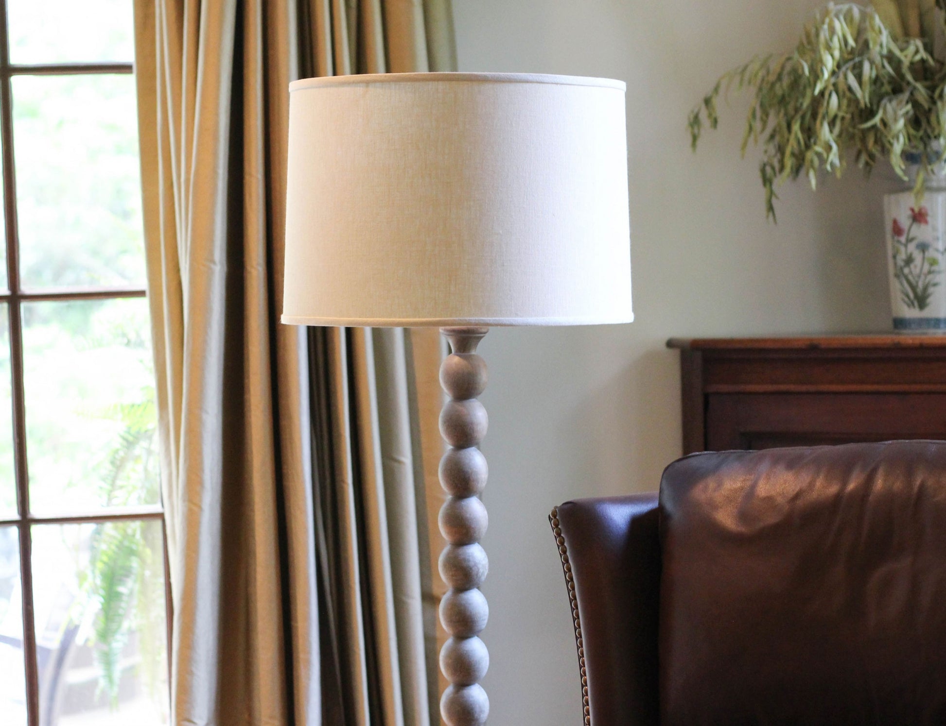 18" Parchment Biege Throwback Drum Linen Lampshade-5