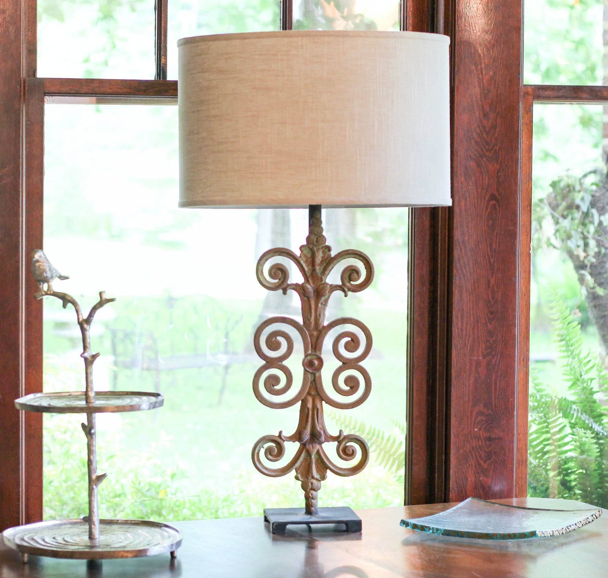 16" Light Wheat Throwback Oval Linen Lampshade-4