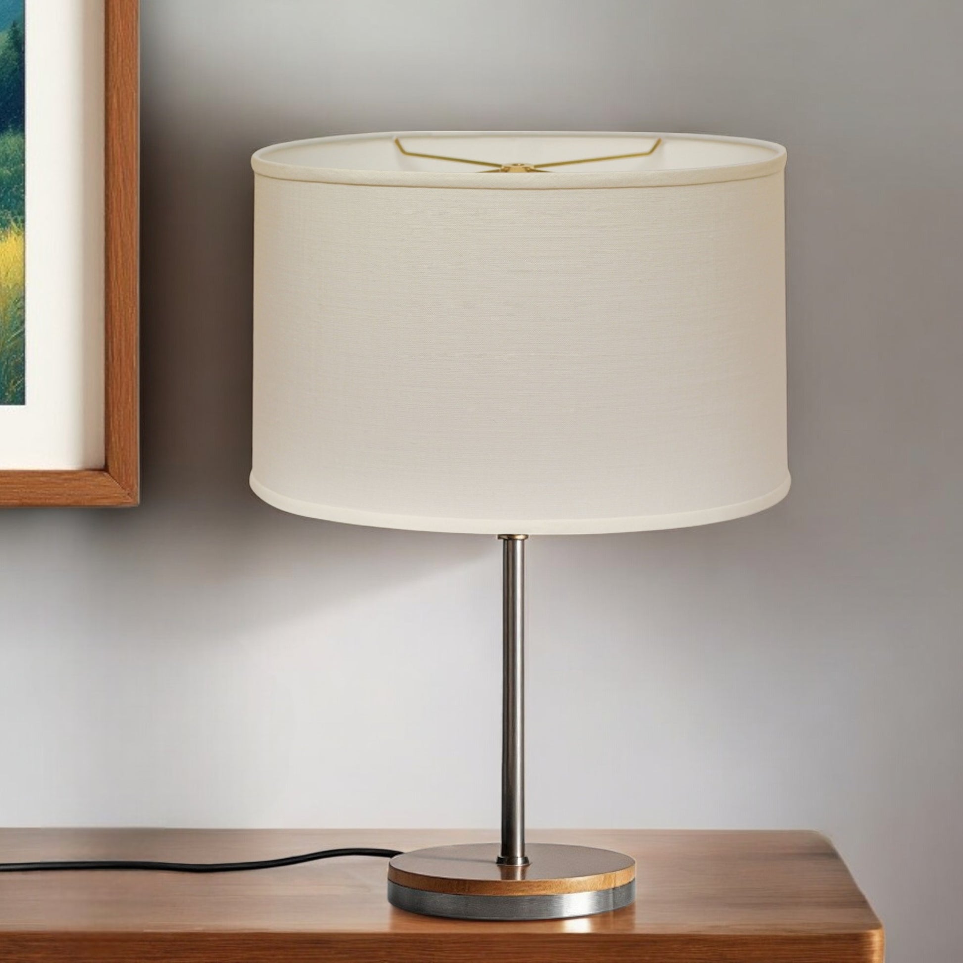 White Linen Oval Lamp Shade-Lampshades-DECOROLALA