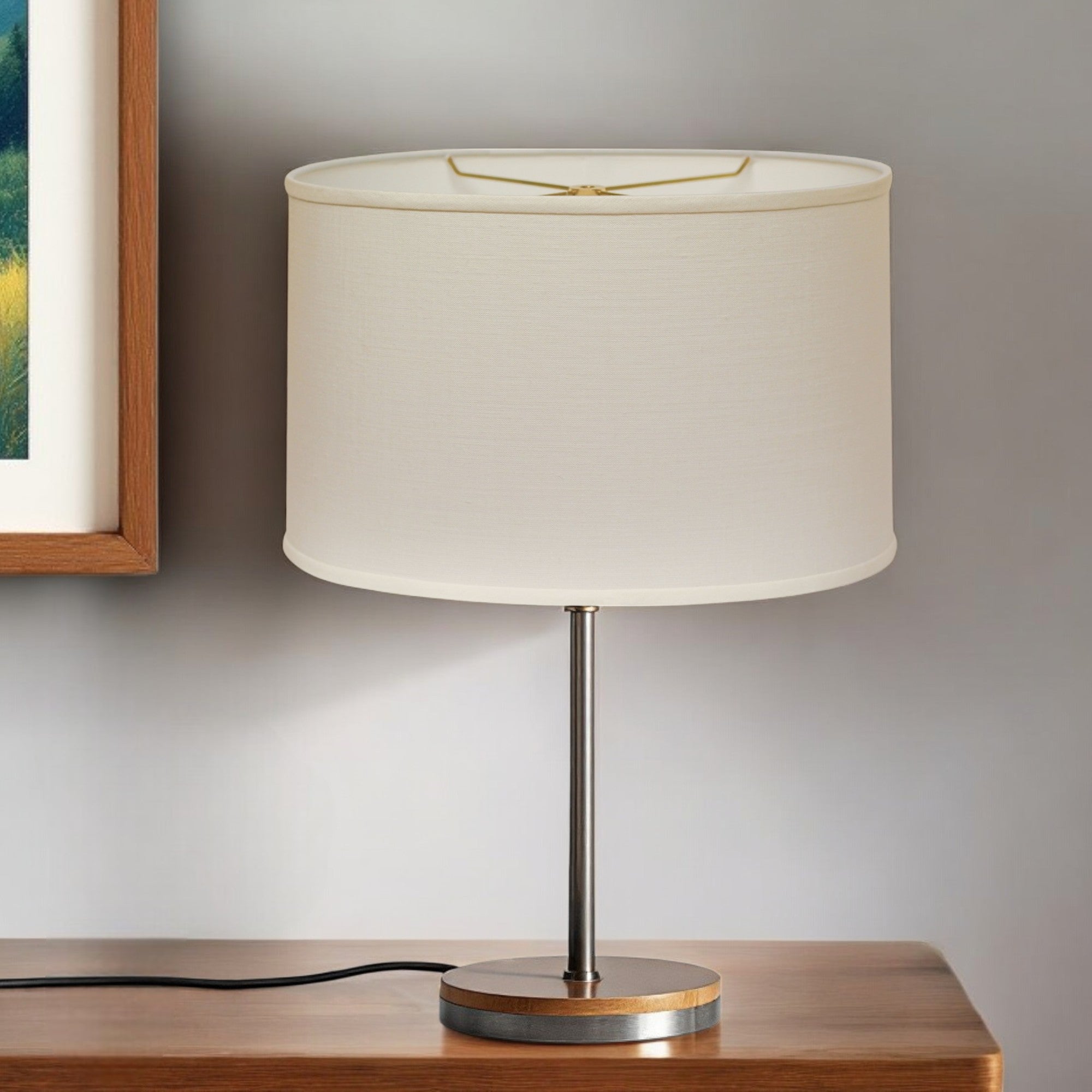 White Linen Oval Lamp Shade-Lampshades-DECOROLALA