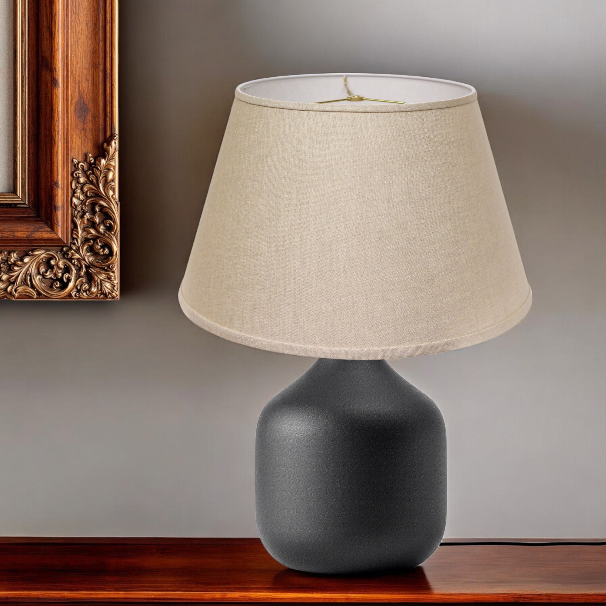 18" Dark Wheat Rounded Empire Slanted Linen Lampshape-1