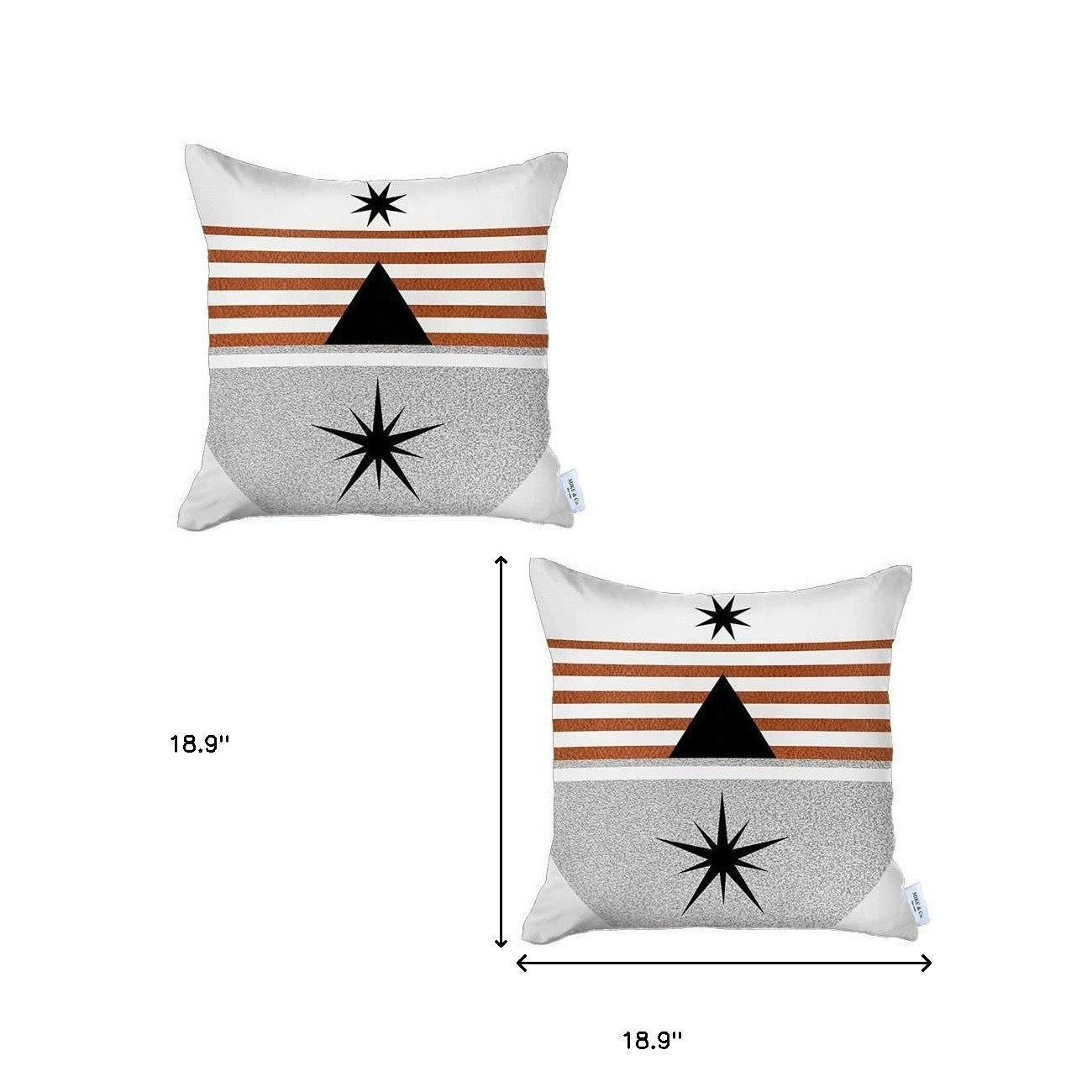 Set Of Two 18" X 18" Gray Black White And Red Abstract Zippered Handmade Polyester Throw Pillow-Accent Throw Pillows-DECOROLALA