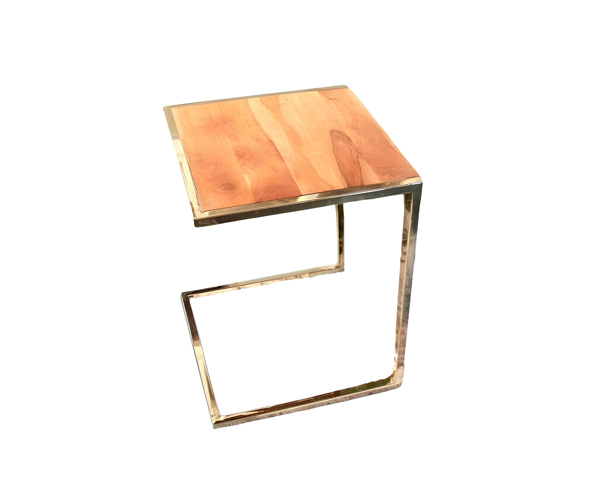 Set of Three Stylish Wood and Metal C Shaped Nesting End Tables-End-Side Tables-DECOROLALA