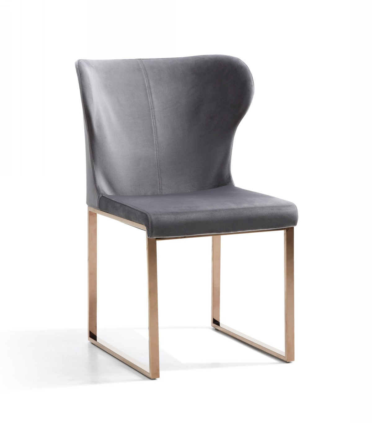 Gray and Gold Upholstered Fabric Wing Back Dining Side Chair-Dining Chairs-DECOROLALA
