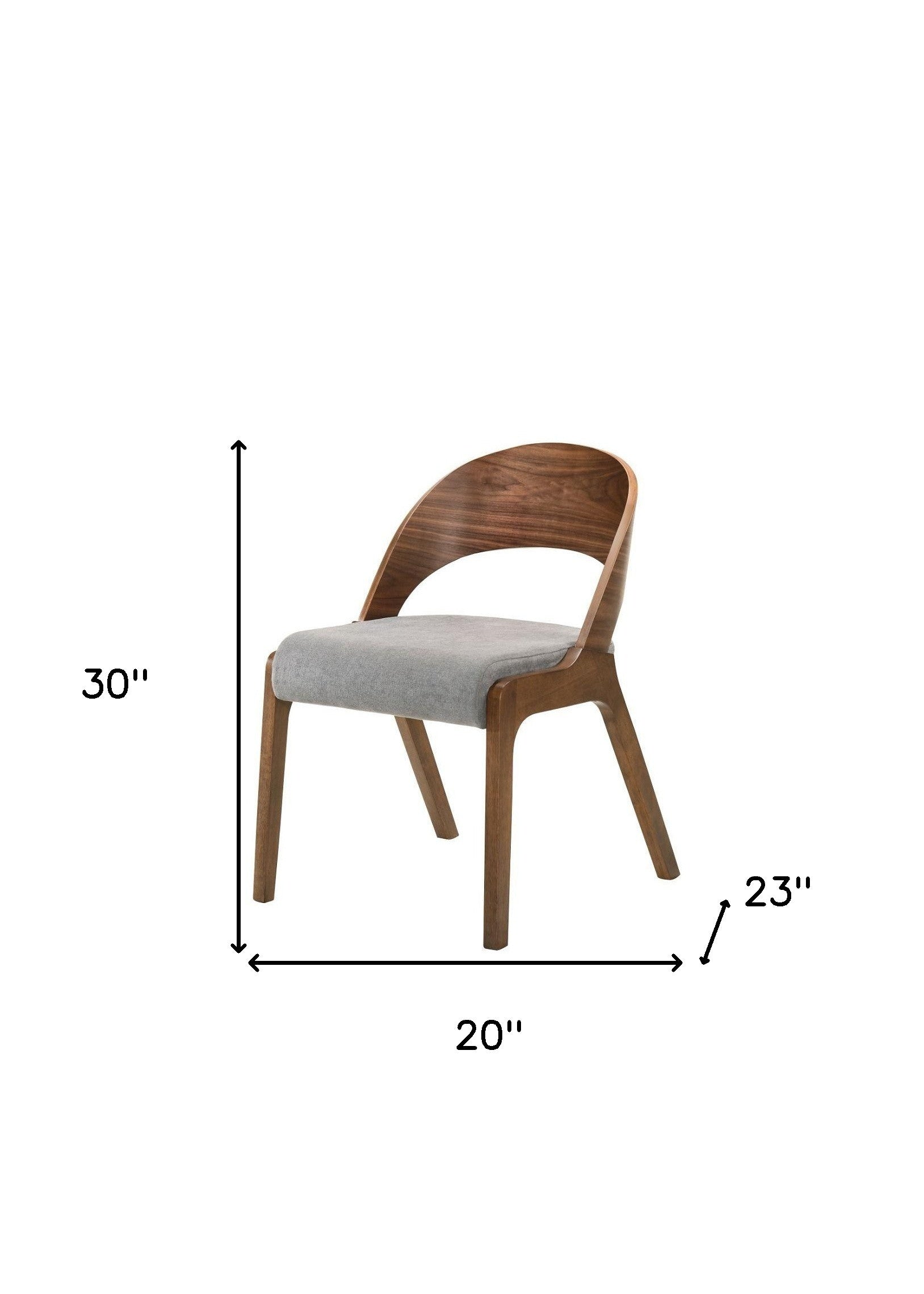 Set of Two Gray and Brown Upholstered Fabric Curved Back Dining Side Chairs-6