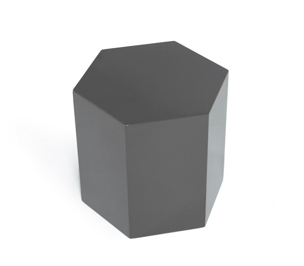 Modern Light Grey High Gloss Hexagonal End Table-End-Side Tables-DECOROLALA