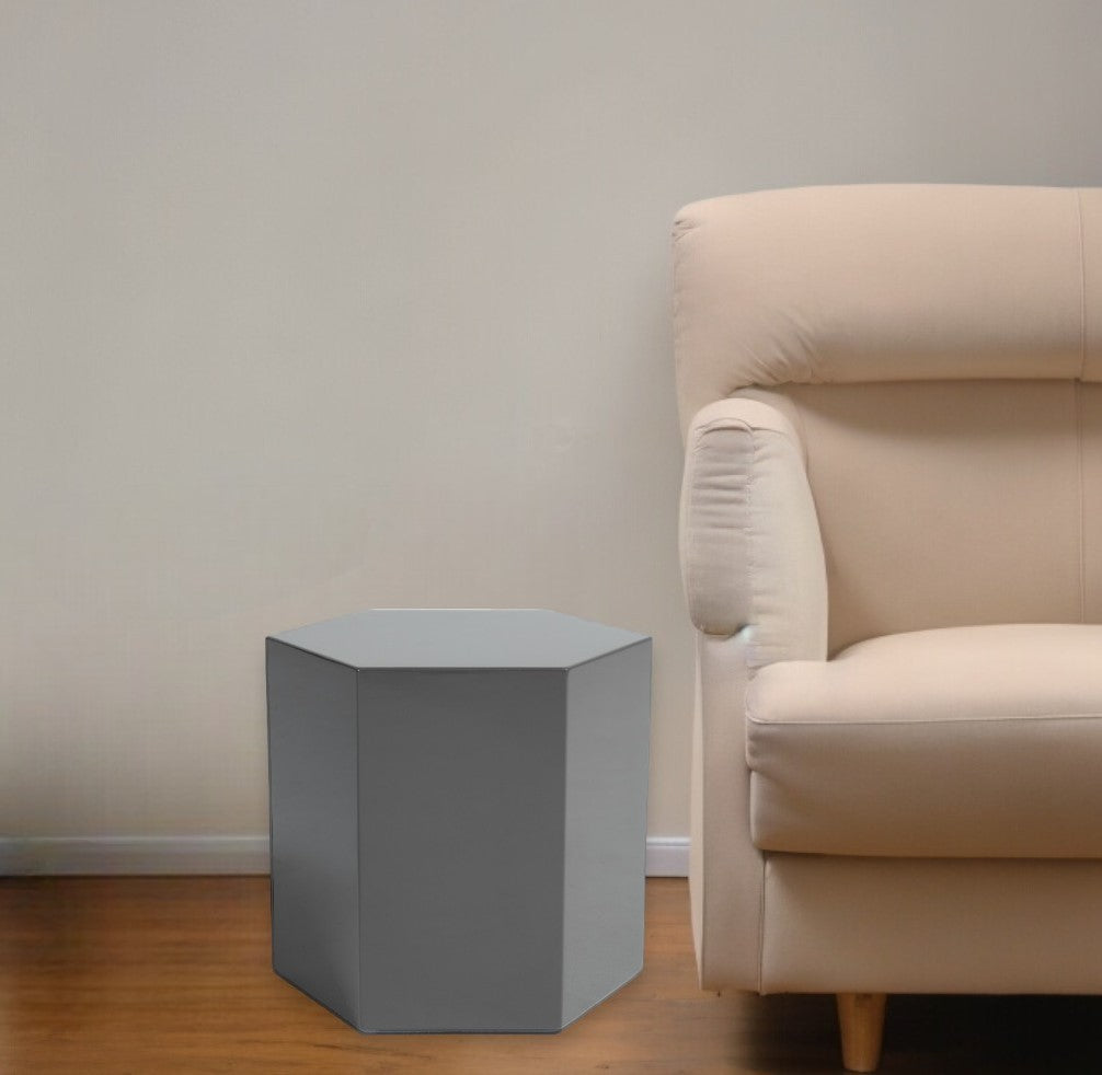 Modern Light Grey High Gloss Hexagonal End Table-End-Side Tables-DECOROLALA