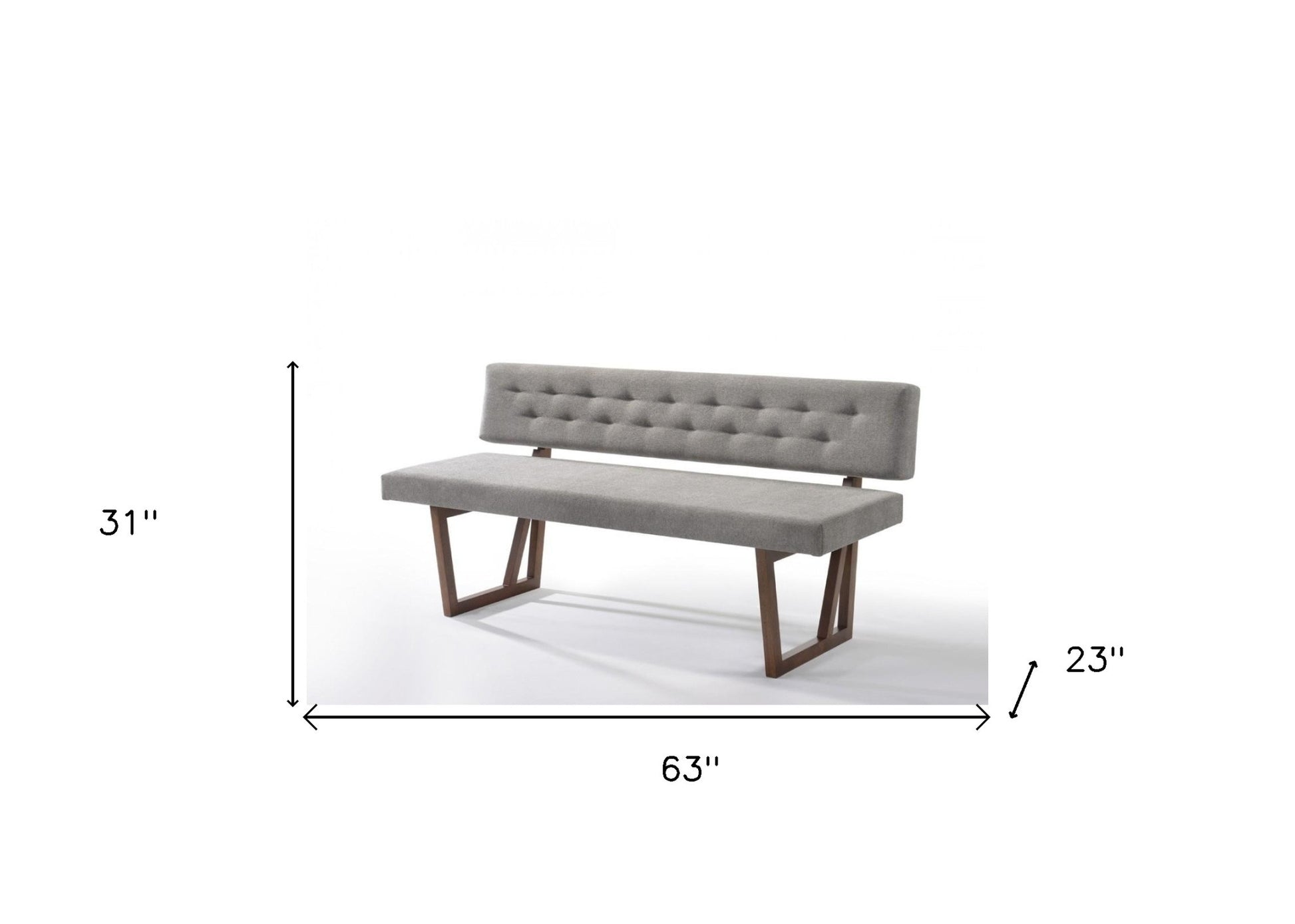 63" Gray and Brown Upholstered Linen Blend Dining Bench-Benches-DECOROLALA