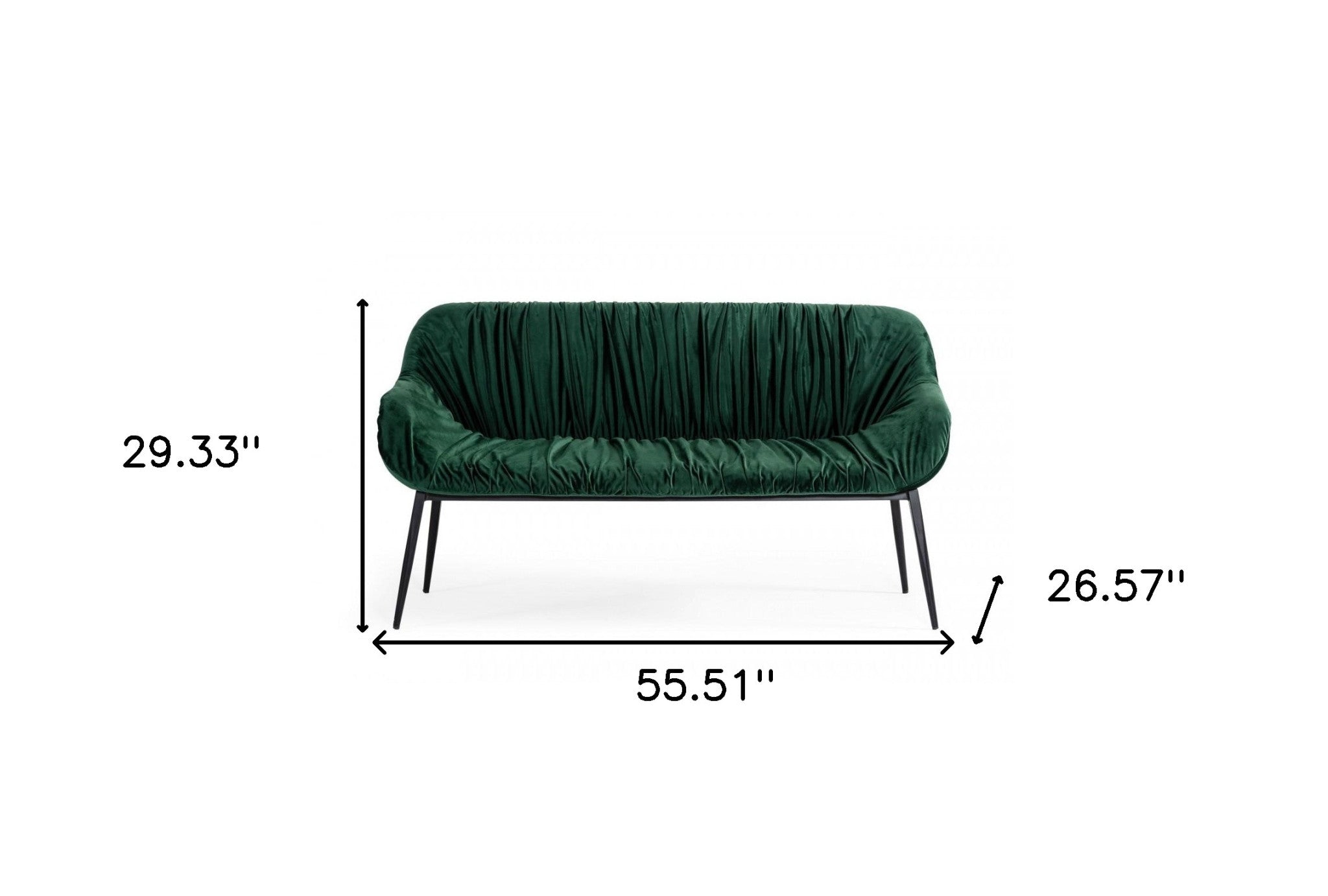 56" Green and Black Velvet Upholstered Dining Bench-Benches-DECOROLALA