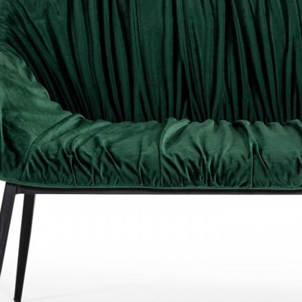 56" Green and Black Velvet Upholstered Dining Bench-Benches-DECOROLALA