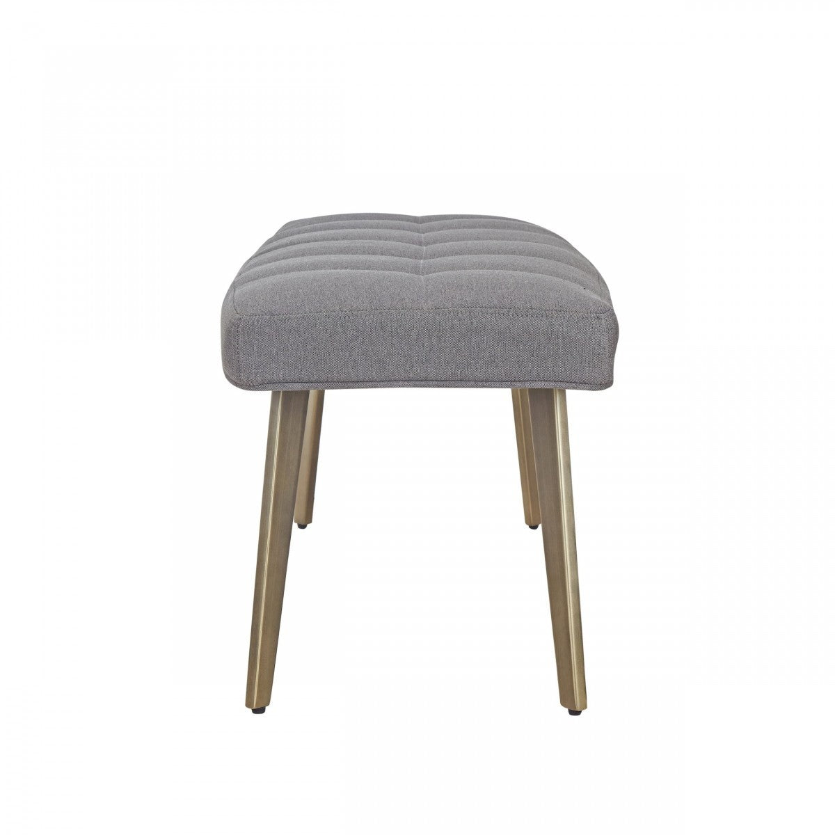 47" Gray and Antiqued Brass Tufted Linen Blend Upholstered Dining Bench-Benches-DECOROLALA