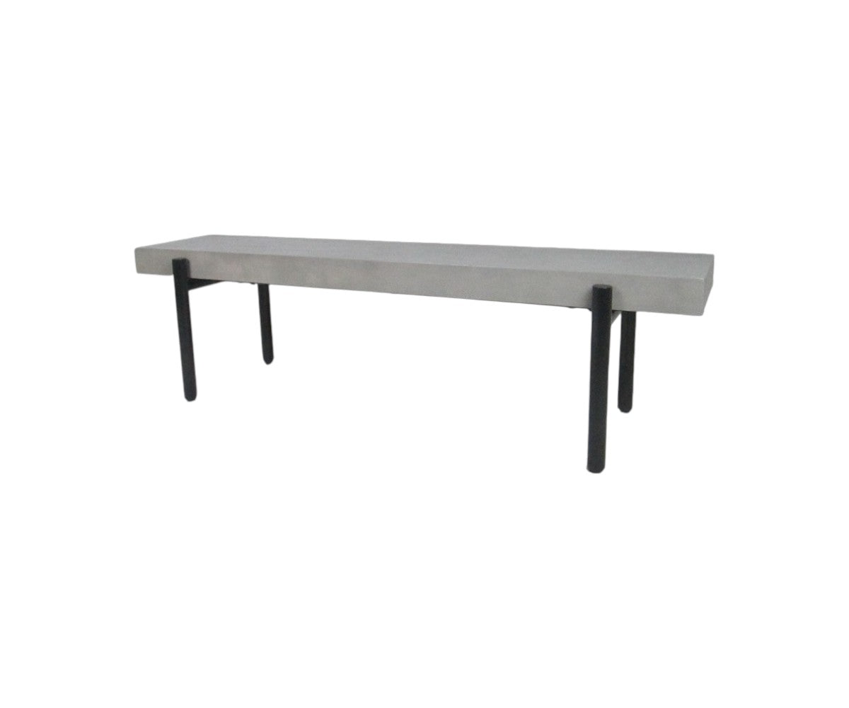 63" Gray and Black Concrete Dining Bench-Benches-DECOROLALA