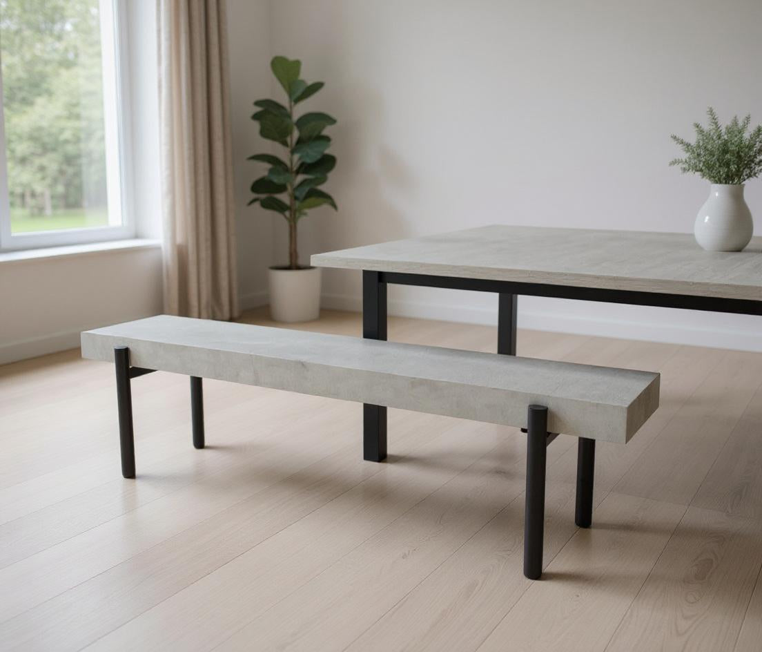63" Gray and Black Concrete Dining Bench-Benches-DECOROLALA