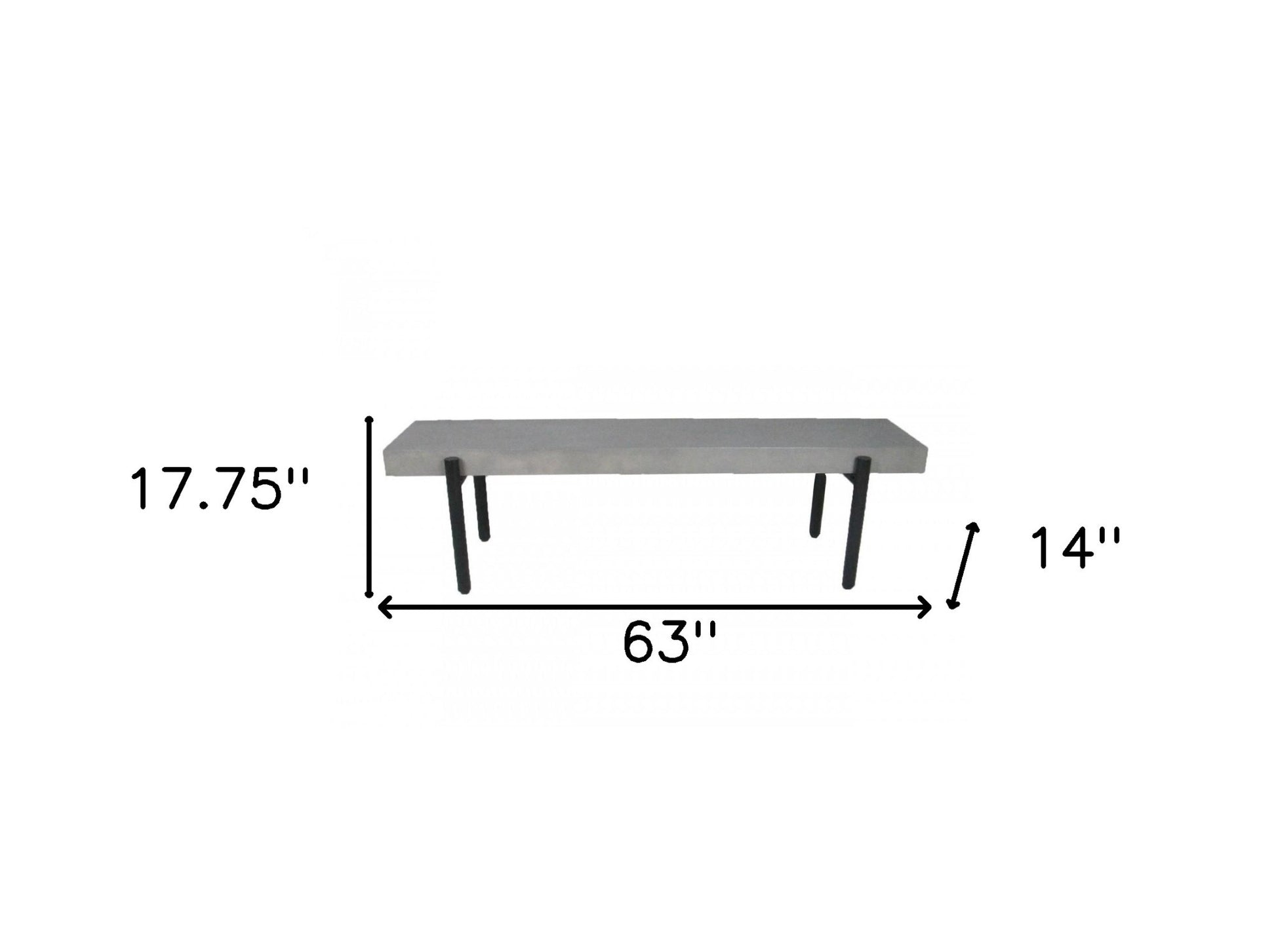 63" Gray and Black Concrete Dining Bench-Benches-DECOROLALA
