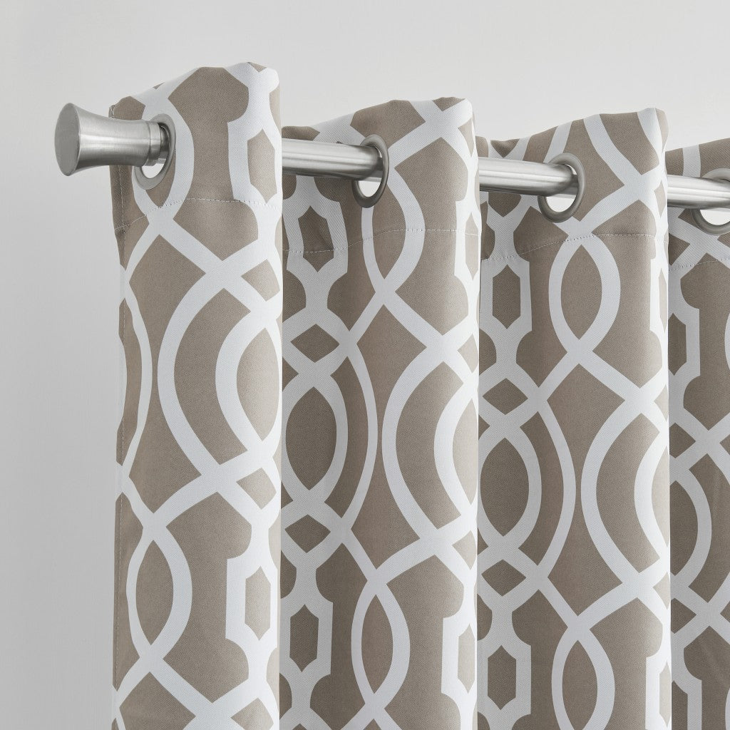 84" Taupe Trellis Black Out Window Curtain Panel-Curtains and Drapes-DECOROLALA