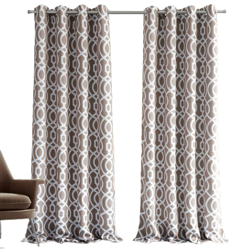 84" Taupe Trellis Black Out Window Curtain Panel-Curtains and Drapes-DECOROLALA