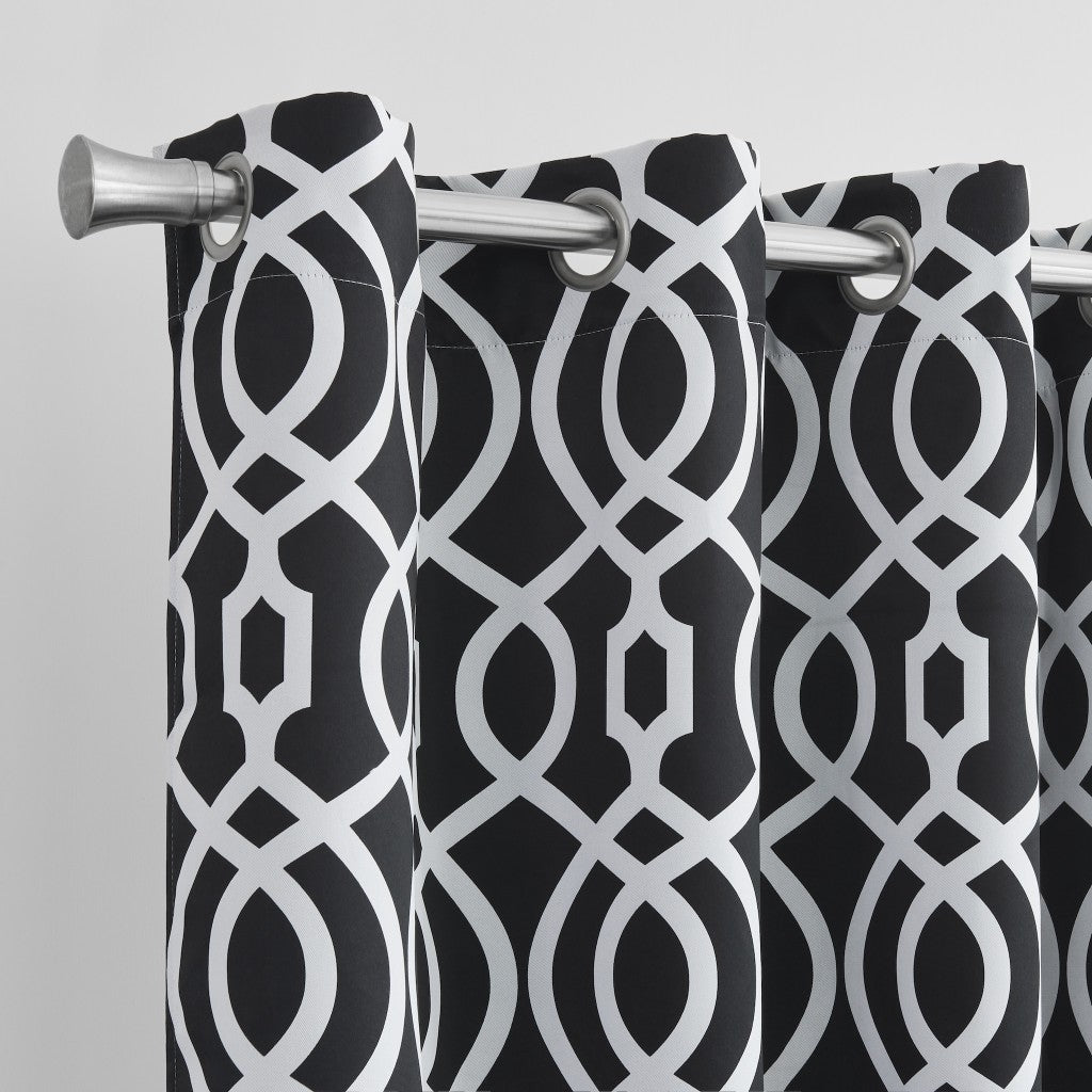 84" Jet Black Trellis Black Out Window Curtain Panel-Curtains and Drapes-DECOROLALA