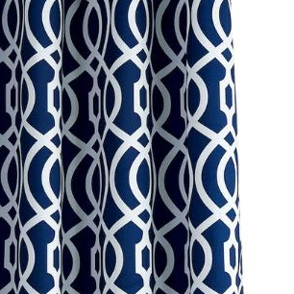 84" Navy Blue Trellis Black Out Window Curtain Panel-Curtains and Drapes-DECOROLALA