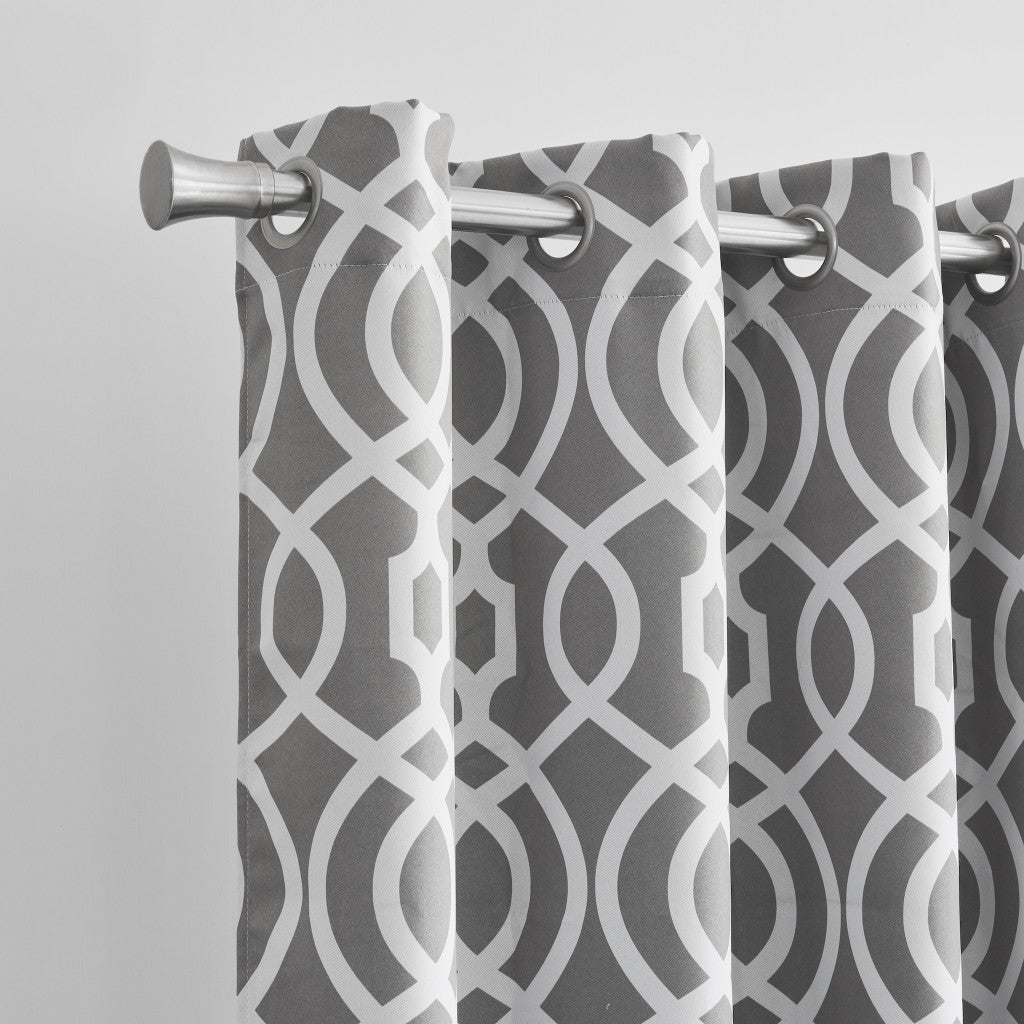 84" Gray Trellis Black Out Window Curtain Panel-Curtains and Drapes-DECOROLALA