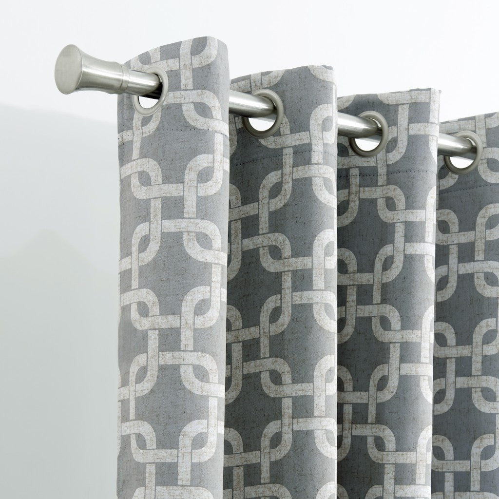 84” Silver Interlock Pattern Window Curtain Panel-Curtains and Drapes-DECOROLALA