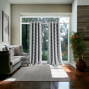 84” Silver Interlock Pattern Window Curtain Panel-Curtains and Drapes-DECOROLALA