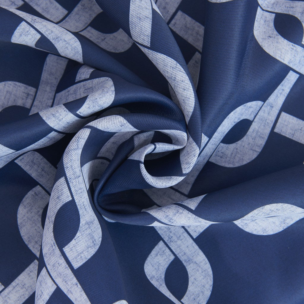 84” Navy Interlock Pattern Window Curtain Panel-Curtains and Drapes-DECOROLALA